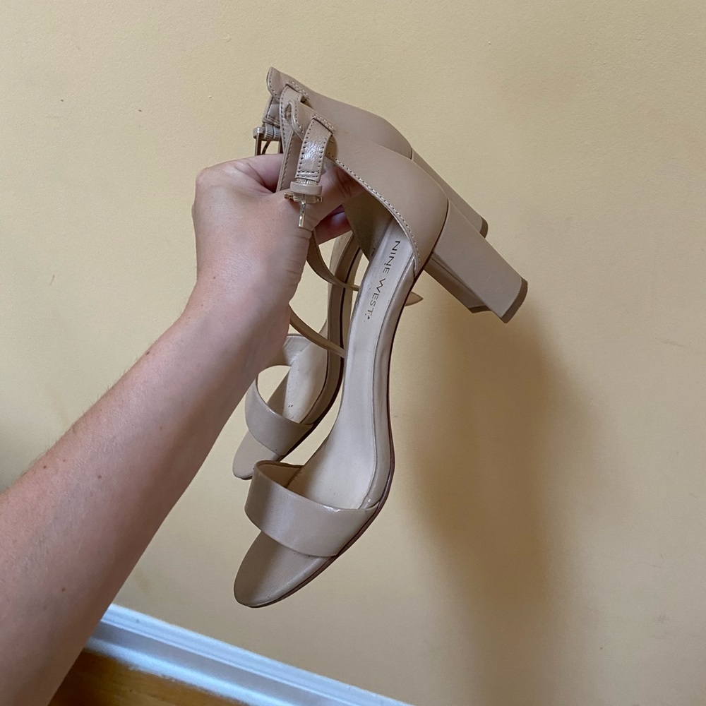 Nine West Pruce Ankle Strap Block Heel Sandals